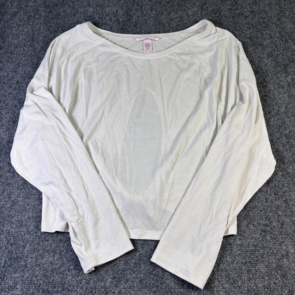 Victoria's Secret Long Sleeve Top Womens M White Open Twist Tie Back Modal Blend